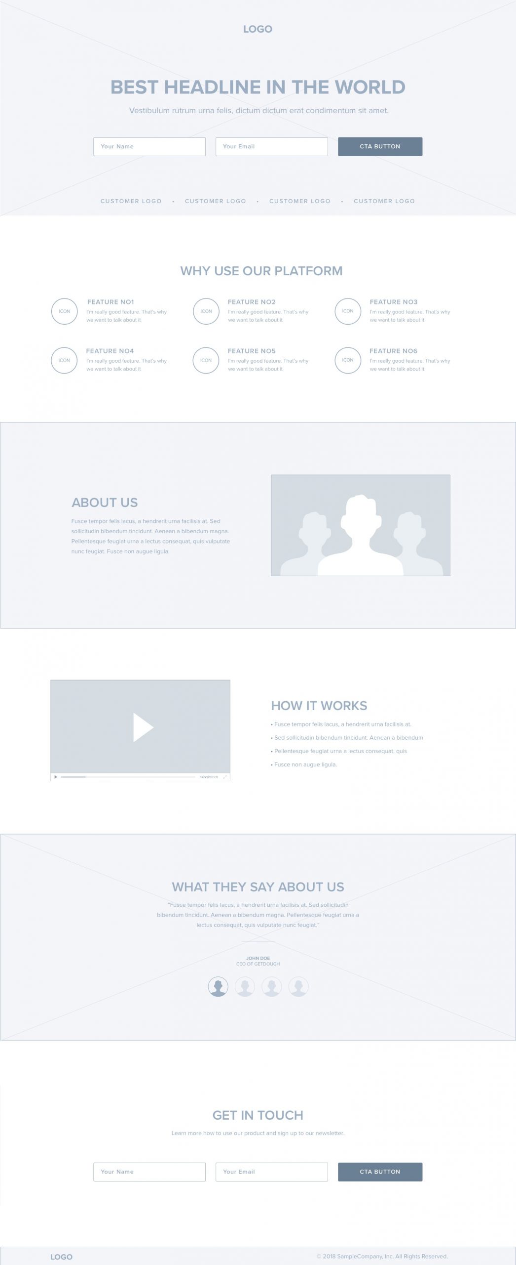 wireframe trong landing page